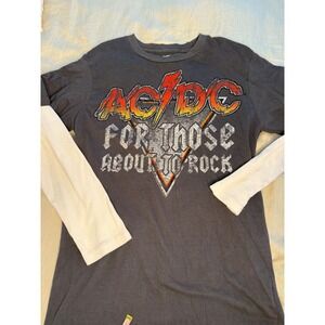 AC/DC For Those About To Rock Layered Long Sleeve Band Tee Women‎ M